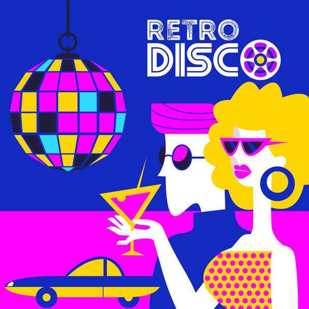 Retro disco party. Vector illustration. - Vektor, obrázek