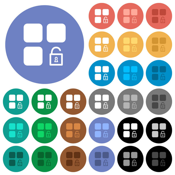 entsperren Komponente runde flache mehrfarbige Symbole - Vektor, Bild