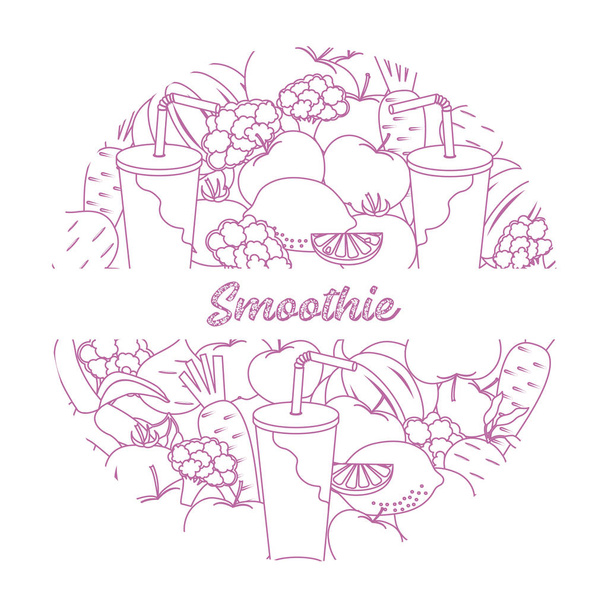 Smoothie and ingredients for making smoothie. - Vektor, Bild