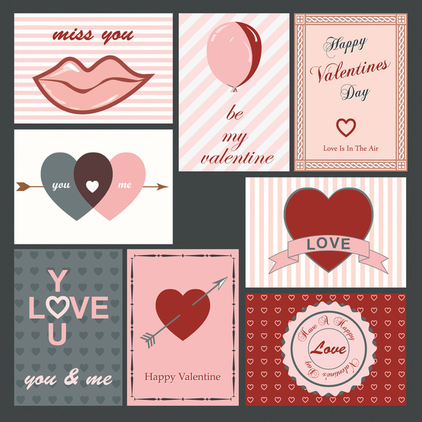 バレンタイン カードのセット - ベクター画像