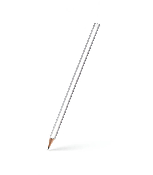White pencil with shadow on a white background. - Foto, immagini