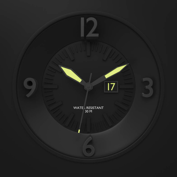 типичные черные часы с проворным лицом
 - Фото, изображение