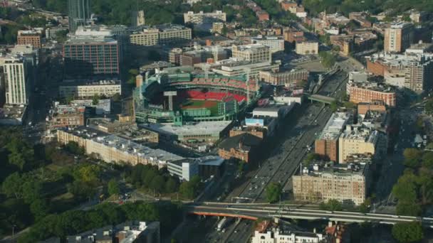 Boston, USA - November, 2017: Aerial view of American Fenway Park Stadium home of the legendary team Red Sox Boston Massachusetts America - Filmati, video