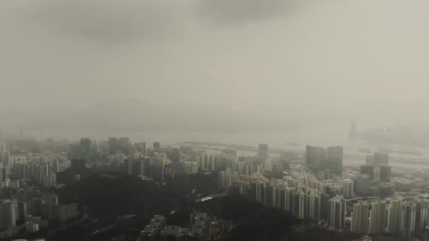 Widok anteny drone Hongkong - Materiał filmowy, wideo