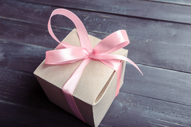 Gift box with ribbon close up - Фото, зображення