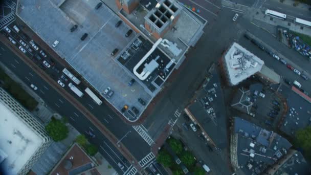 Aerial city  rooftop view of Metropolitan buildings in downtown Boston office business district Massachusetts America - Metraje, vídeo
