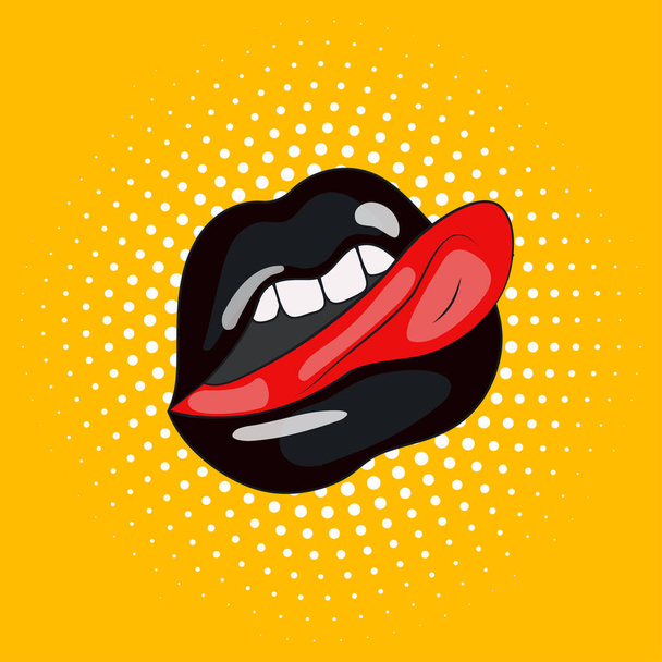Чёрные губы и язык
 - Вектор,изображение