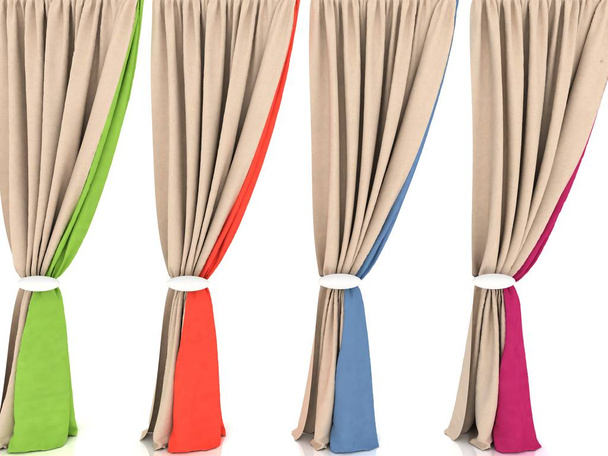 gordijnen... 3D-Render.curtains... 3D render. - Foto, afbeelding