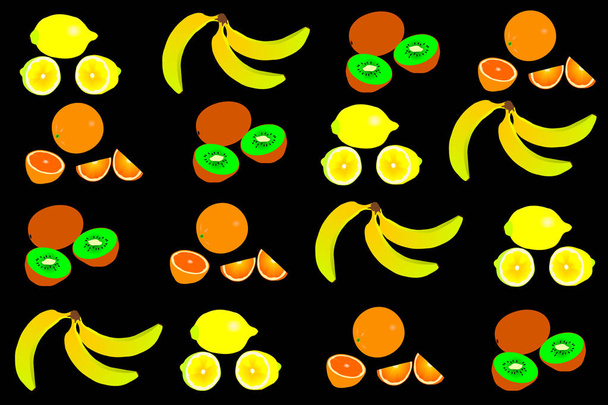 Tropical fruits vector pattern - Vector, Image