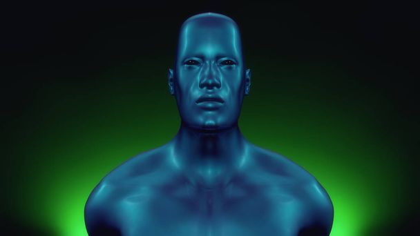 Rendement 3D. Tête humanoïde et fond vert
 - Photo, image