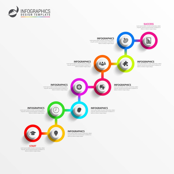 Timeline. Infographic design template. Business concept. Vector - Vektör, Görsel