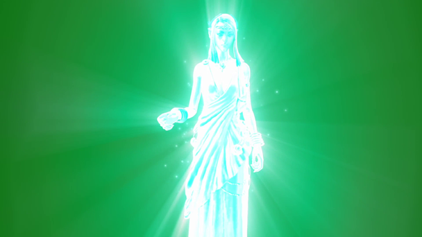 Fantasma deusa divina aparição fala verde tela 3D renderização animação
 - Filmagem, Vídeo