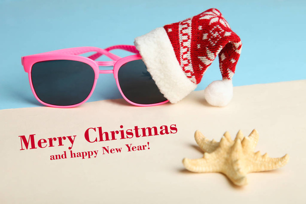 Okulary przeciwsłoneczne w cap Boże Narodzenie - Zdjęcie, obraz