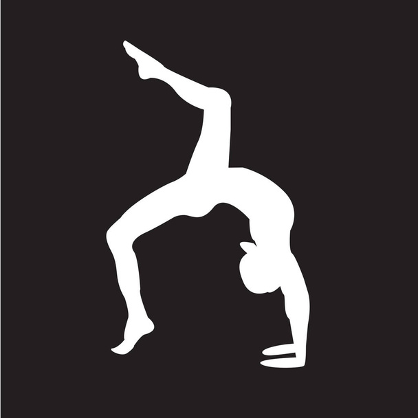 Silhouette jeune femme pratiquant le yoga. Fille Pilates. Vecteur sur icône de fond abstrait
 - Vecteur, image