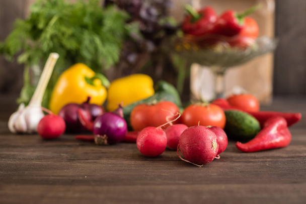 Fresh healthy organic vegetables. Food background - Photo, Image