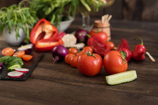 Fresh healthy organic vegetables. Food background - Photo, image