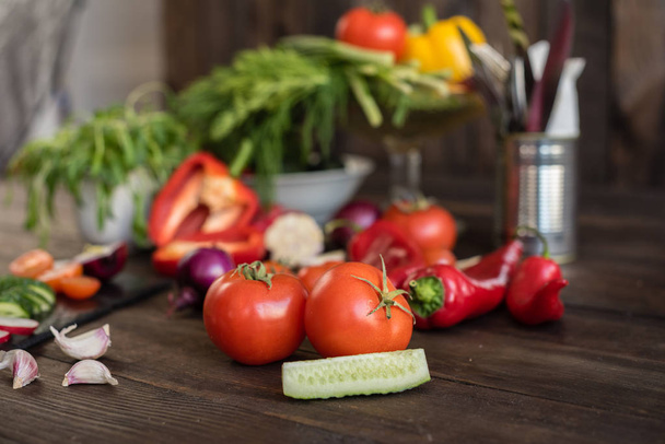 Fresh healthy organic vegetables. Food background - Foto, afbeelding
