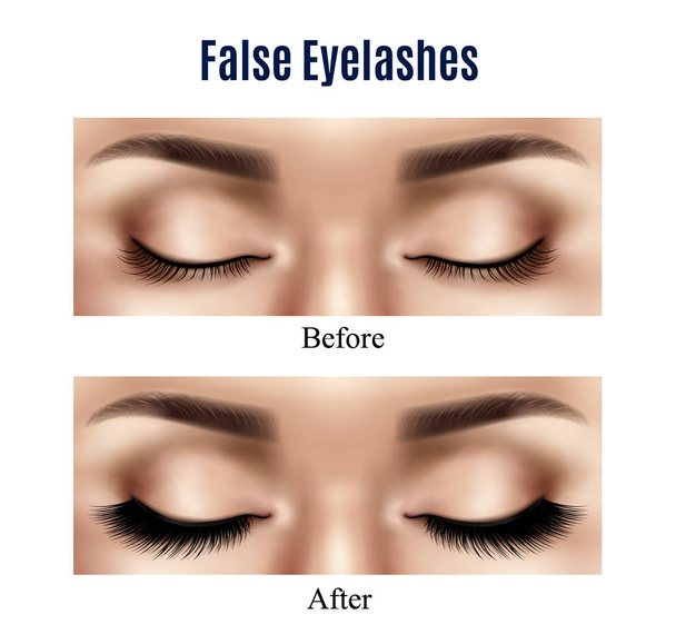 Eyes False Lashes Realistic Illustration - Vector, Image
