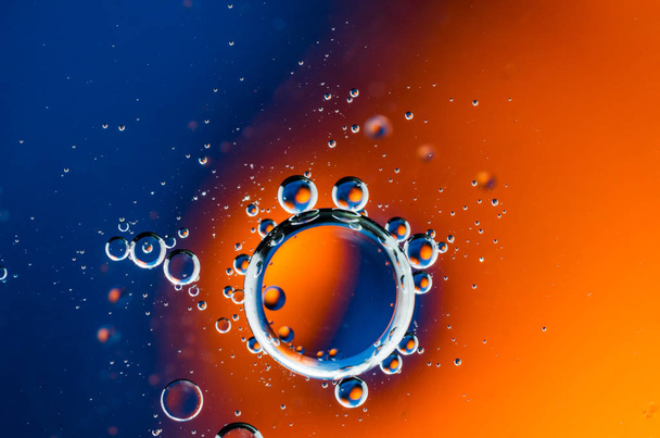 Oil drops on water surface abstract background - Photo, Image