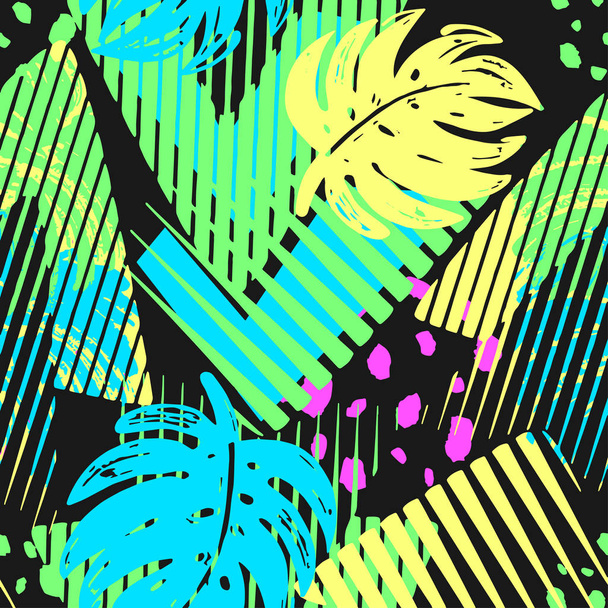 Безшовний літній тропічний візерунок листя
 - Вектор, зображення