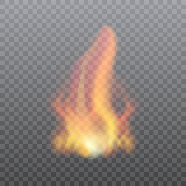 realistische Feuer- oder Flammenwirkung auf transparentem Hintergrund. Vektor. - Vektor, Bild