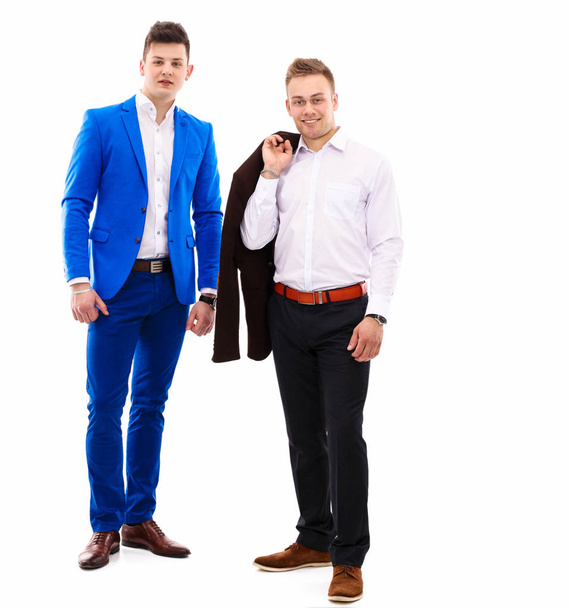 Young two men standing , isolated on white background - Foto, afbeelding