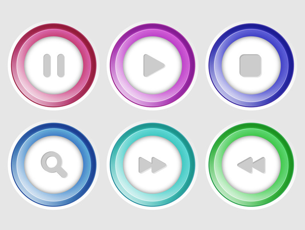 collection of media buttons. - Wektor, obraz