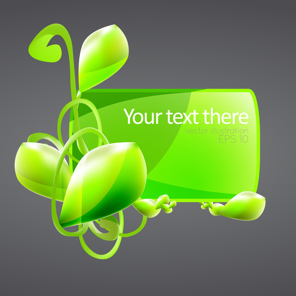 Green banner with plant. - Vector, Image