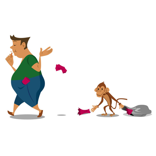 Caricature vectorielle Ne pas jeter, Honteux sur singe
 - Vecteur, image