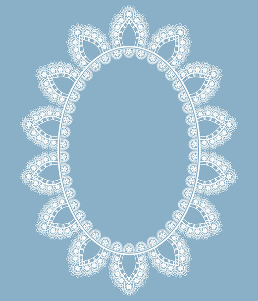 White oval openwork frame on a blue background - Foto, imagen