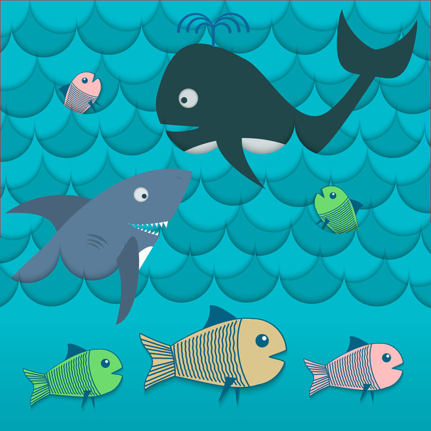 Illustration of different fishes in the sea vector - Vector, Image