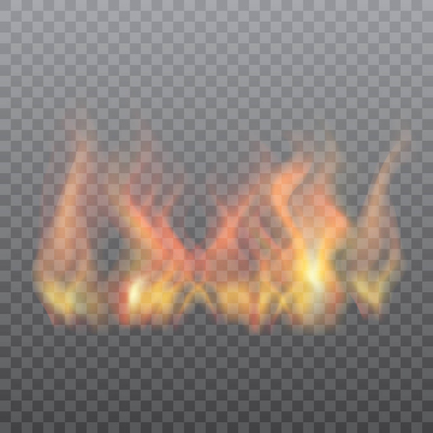 Realistische vuur of vlam effect op transparante achtergrond. Vector - Vector, afbeelding