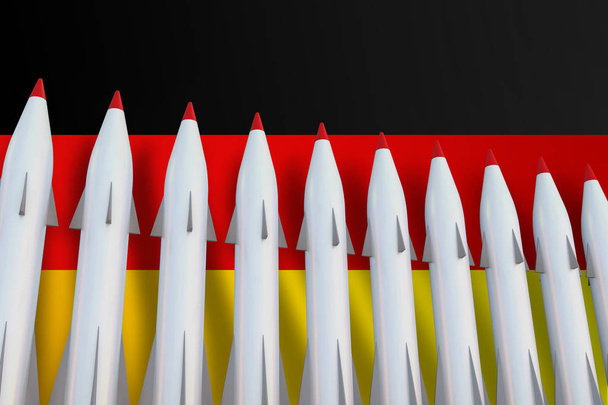 Rakety v řadě a vlajka Německa - Fotografie, Obrázek