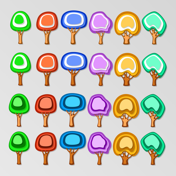 Icônes d'arbres colorés. Ensemble vectoriel
. - Vecteur, image