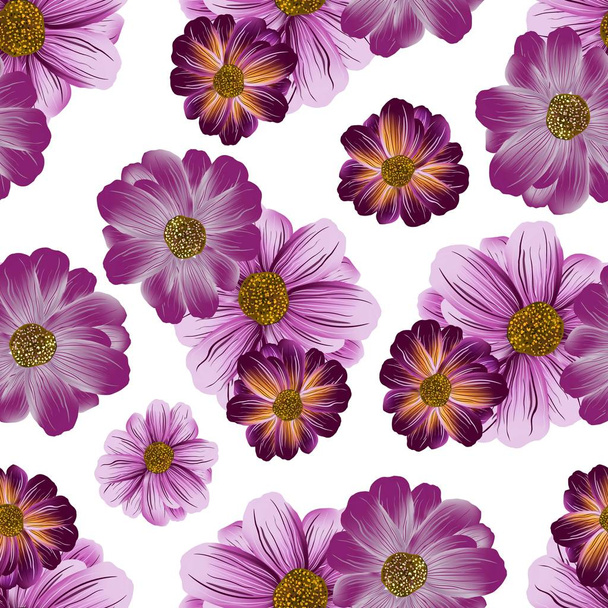 Seamless repeating pattern of wildflowers - Vector, Image