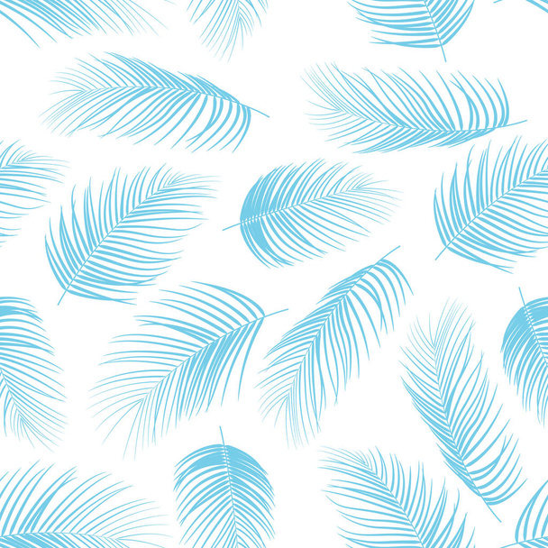 Vector illustration of Seamless pattern with color blue isolated palm leaves background - Vector, afbeelding
