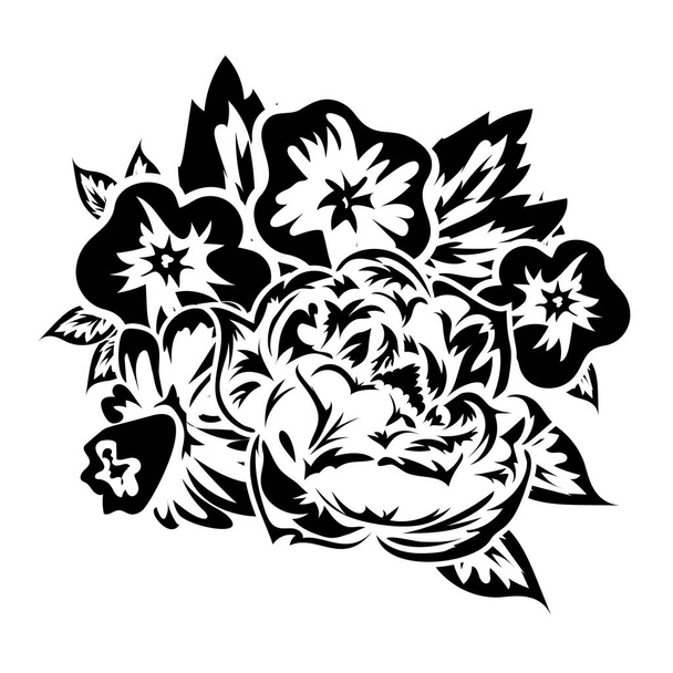 bouquet of flowers monochrome  - Vettoriali, immagini