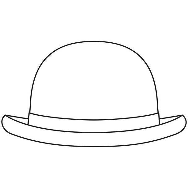 Line art black and white bowler hat - Vector, afbeelding