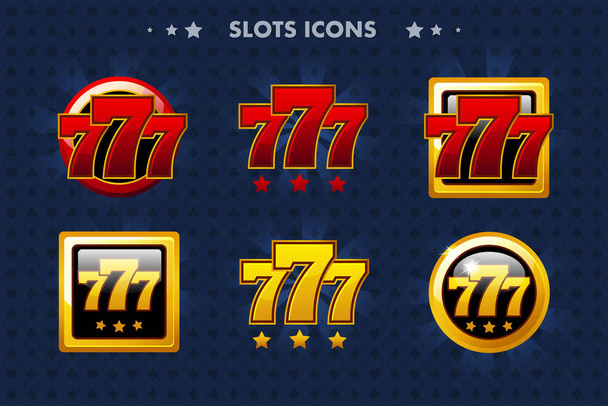 Slots 777 app icon, glossy objects for asset game and GameTwist - Vector, Image