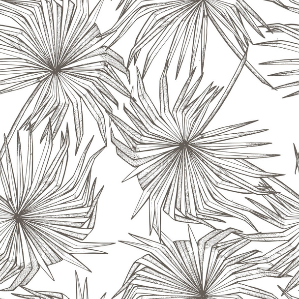 Jungle leaves seamless vector floral pattern background. Tropical palm leaves background. Vector illustration in trendy style. - Vektör, Görsel
