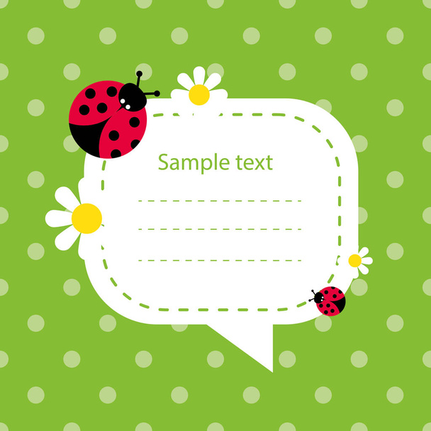 vector color baby card with daisies and ladybug - Вектор,изображение