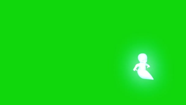 Little Ghost Friend Walks Green Screen 3D Rendering Animation - Πλάνα, βίντεο