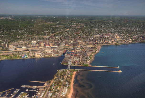 Duluth, Minnesota in Summer seen from Helicopter - Photo, Image