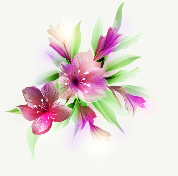 抽象的な花と背景 - ベクター画像