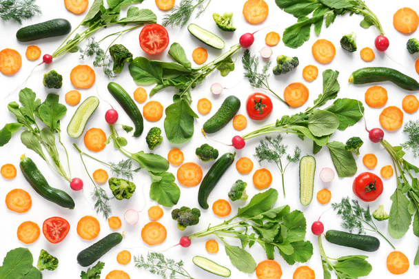 close-up photo of vegetables set isolated on white background - Photo, Image