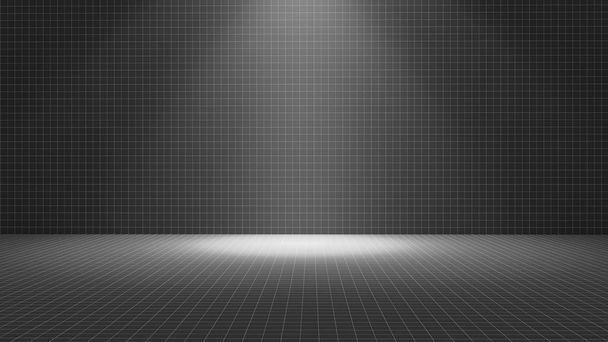 Black tile room with a spotlight, texture pattern - Photo, Image