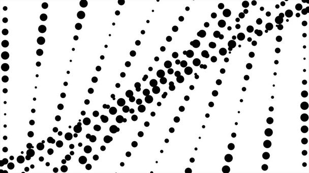 Animación de puntos negros o puntos moviéndose sobre fondo blanco. MovimientoComposición dinámica en blanco y negro. Elemento de medio tono
 - Foto, imagen