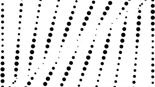 Анимация черных точек или точек, движущихся на белом фоне. MovingDynamic черно-белая композиция. Полутоновый элемент
 - Фото, изображение