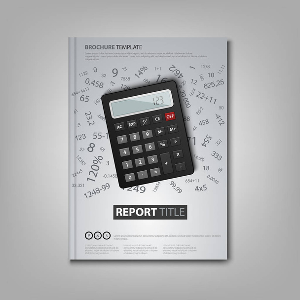 Brochure libro o volantino con calcolatrice e numeri sullo sfondo
 - Vettoriali, immagini