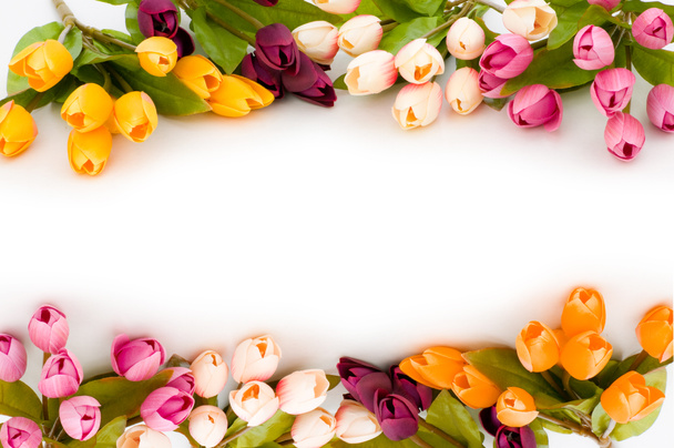 Frame made of colourful tulips - Φωτογραφία, εικόνα